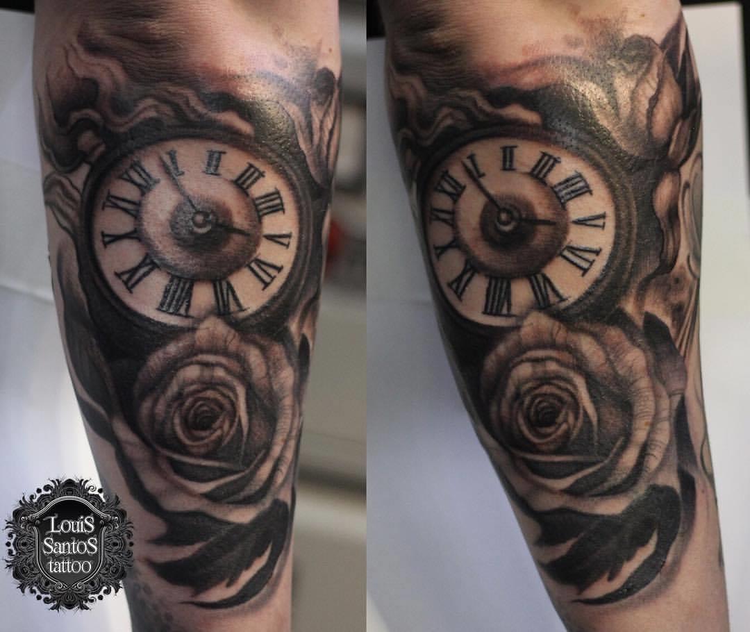 Clock Black and Grey tattoo