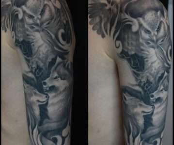 Black and Grey half sleeve tattoo Manchester